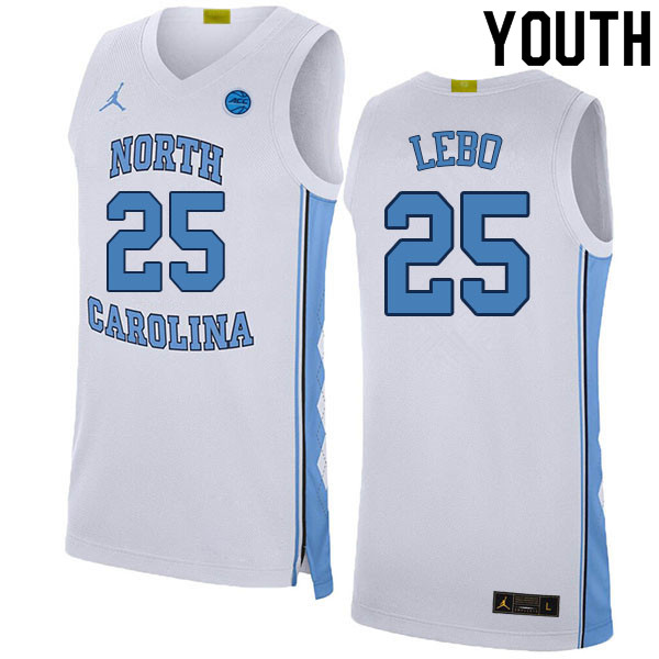 Youth #25 Creighton Lebo North Carolina Tar Heels College Basketball Jerseys Sale-White - Click Image to Close